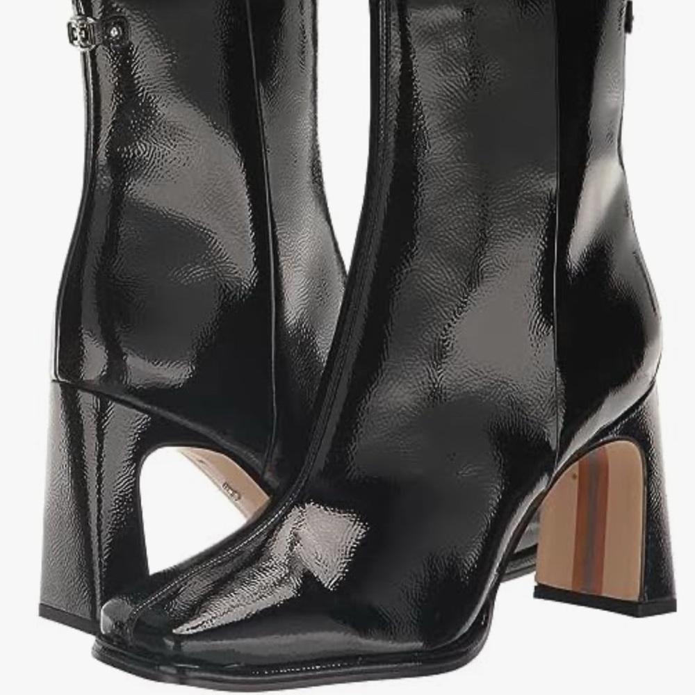 Black Patent Leather Ankle Boots